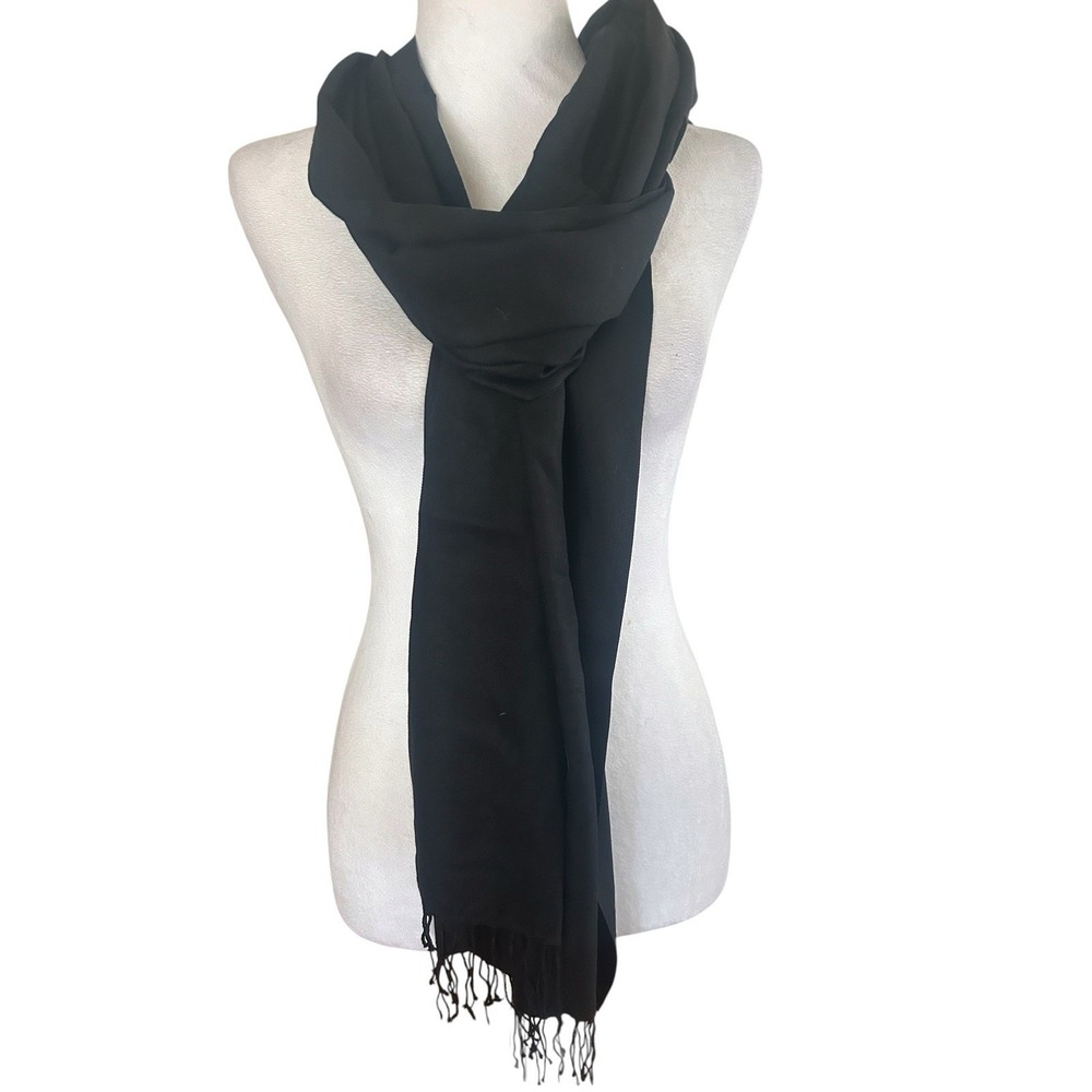 Talbots Black 100% Silk Scarf NWOT Classic 21in x 80 in
